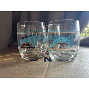 Vintage Jacksonville Jaguars Glass Football Drinking Glass Set 4 - 8 Oz Cup NFL